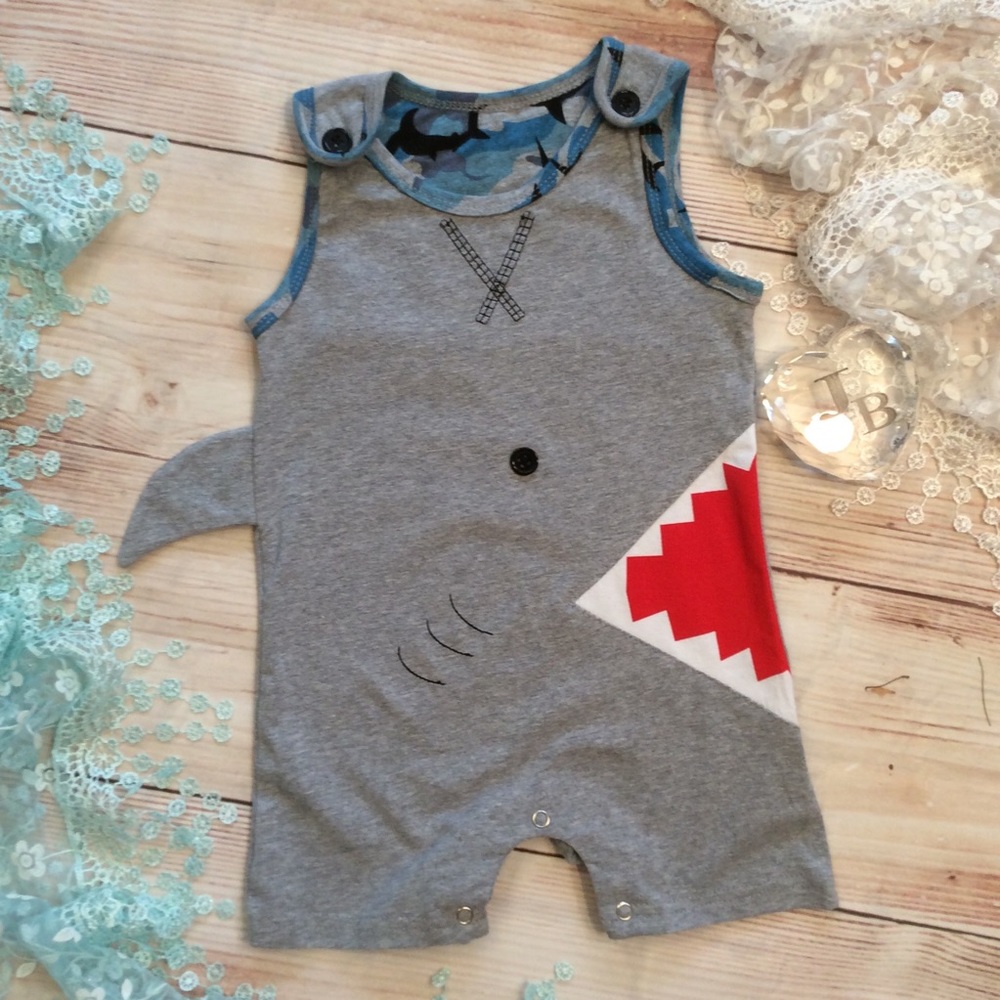 Boutique Baby Boys Shark Romper